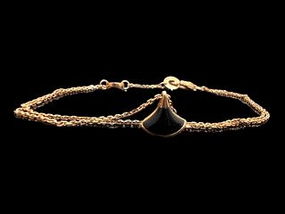 BVLGARI 18K Rose Gold Black Onyx Divas' Dream Bracelet