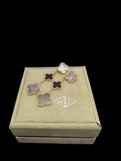 Van Cleef & Arpels Magic Alhambra Earrings 3 Motifs 18k Yellow Gold Mother-of-pearl Onyx