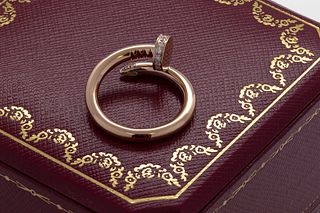 Cartier JUSTE UN CLOU 18K rose gold Diamond RING;  Size 53
