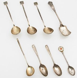 Collection of 8 Continental Silver Spoons