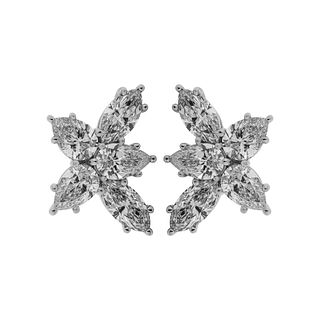 3.55 carats Cluster Large Diamond Earrings in 18k White Gold