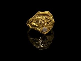 Antique 14K Yellow Gold & Diamond Ring Size 7