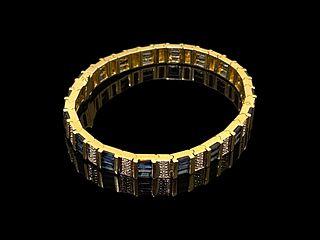 EFFY BH apx 8 ct Sapphire & Diamond 14K Yellow Gold Bracelet