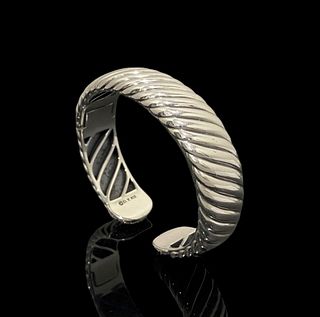 David Yurman Sculpted Cable Cuff Bracelet in Sterling Silver with Pave Diamonds