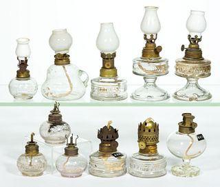 ASSORTED NAME EMBOSSED AND OTHER MINIATURE LAMPS, LOT OF 11
