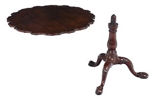George III Mahogany Pie Crust Table Top and Associated Table Base