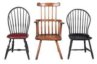 Assembled Group of Five American Hoopback Windsor Chairs
