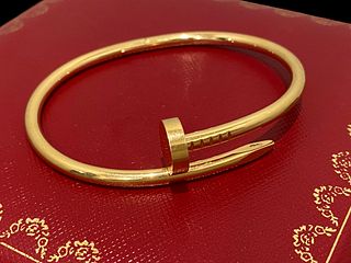 Cartier 18K Yellow Gold Juste Un Clou Bracelet Size 17