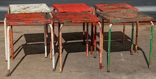 6 French Painted Steel Bistro Tables
