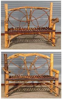 2 Rustic Twig and Vine Benches