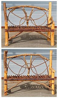 2 Rustic Twig and Vine Benches