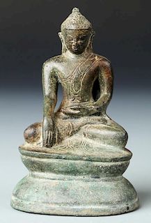 18th C. Statue of a Bronze Seated Buddha, Laos
