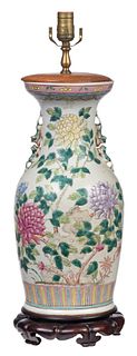 Chinese Famille Rose Porcelain Vase Converted to Lamp