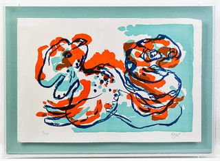 KAREL APPEL "TWO FIGURES" SIGNED LITHOGRAPH