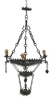 CONTINENTAL WROUGHT-IRON 4-LT CHANDELIER