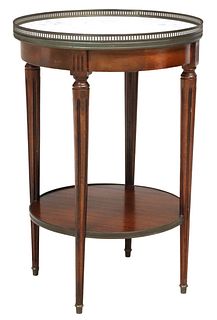 FRENCH LOUIS XVI STYLE MARBLE-TOP MAHOGANY SIDE TABLE