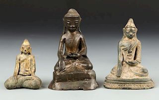 3 Laos/Thai Buddhas, 18th Century