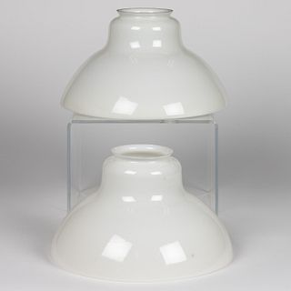 ALADDIN NO. 215 OPAQUE GLASS HANGING LAMP SHADES, LOT OF TWO