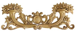 FRENCH CARVED GILTWOOD ARCHITECTURAL ELEMENT CREST