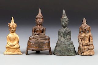 4 Antique Buddhas (Tribal), 18th/19th Century