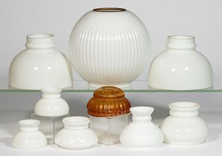 ASSORTED GLASS LAMP SHADES, LOT OF NINE