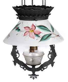 BRADLEY & HUBBARD EXTENSION CAST-IRON HANGING LIBRARY LAMP
