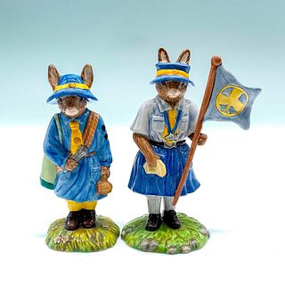 Pair of Royal Doulton Bunnykins Girl Scout Figurines