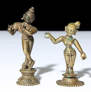 Pair of Bronze Radha/Krishna Statues, Ca. 1800-1850