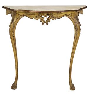 ITALIAN GILT PAINTED CARVED WOOD CONSOLE TABLE