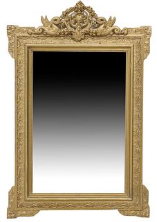 FRENCH LOUIS XVI STYLE GILT PAINTED BEVELED MIRROR