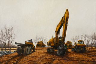 Rod Massey "Waiting Construction Eqpt" Painting