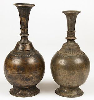 2 19th C. Bronze Vases