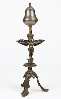 19th C. Brass/Bronze Oil Lamp (Garuda)