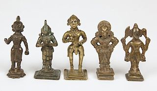 5 Antique Indian Bronze Statues