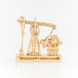 American Charm Co. 14k Gold Moveable Oil Rig Charm