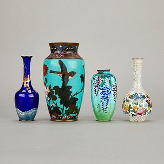 4 Antique Japanese Cloisonne Vases