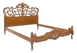 ITALIAN ROCOCO STYLE CARVED WALNUT BED