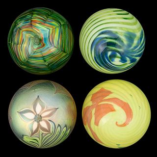 CONTEMPORARY STUDIO / ART GLASS PAPERWEIGHTS, LOT OF FOUR