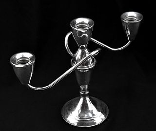 STERLING SILVER TWO ARM CANDELABRA
