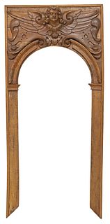 ITALIAN FIGURAL CARVED ARCHITECTURAL ARCHWAY,  77.75" X 35.5"