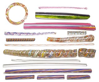 ASSORTED LATTICED GLASS CANE PIECES, UNCOUNTED LOT