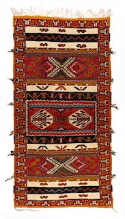 Vintage Moroccan Mixed Weave Rug: 3'10'' x 7'2'' (117 x 218 cm)