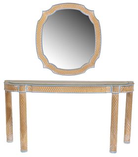 ITALIAN PAINT DECORATED CONSOLE TABLE & MIRROR