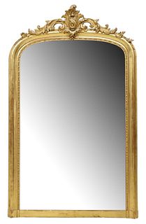LARGE FRENCH LOUIS PHILIPPE GILTWOOD MIRROR, 69" X 42"