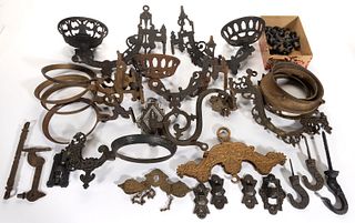 ASSORTED BRACKET / HANGING LAMP ARTICLES, UNCOUNTED LOT