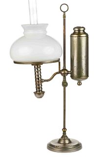 CLEVELAND NON-EXPLOSIVE LAMP CO. NICKEL-PLATED KEROSENE SINGLE-ARM STUDENT LAMP
