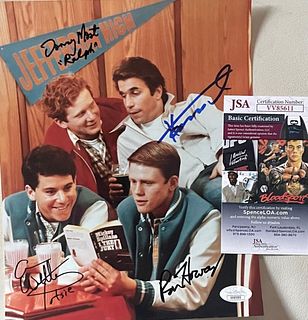 Happy Days- Photograph signed by 4 Ron Howard, Donny Most, Henry Winkler, Anson Williams w/JSA COA