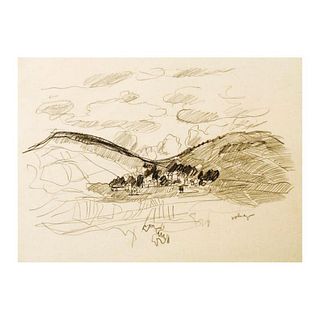 Wayne Ensrud "View of Volnay in Burgundy" Pencil Original Artwork; Hand Signed; COA