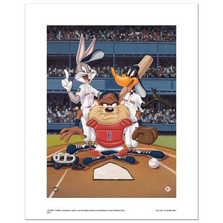 At the Plate (Red Sox) Numbered Limited Edition Giclee from Warner Bros. with Certificate of Authenticity.