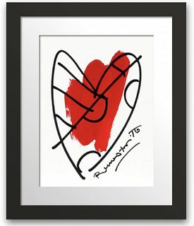 Romero Britto- One of a kind on paper "Heart (Red)"